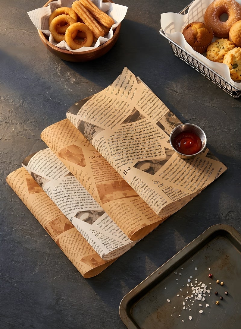 Parchment Paper Sheets 100 Sheets Wax Paper for Baking Sandwiches Wrapping Paper, Greaseproof Non-Stick Packaging Paper for Picnic, Party - Image 1
