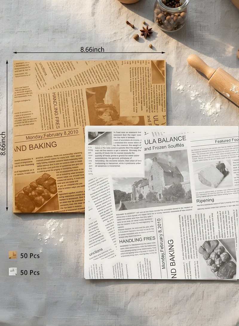 Parchment Paper Sheets 100 Sheets Wax Paper for Baking Sandwiches Wrapping Paper, Greaseproof Non-Stick Packaging Paper for Picnic, Party - Image 2