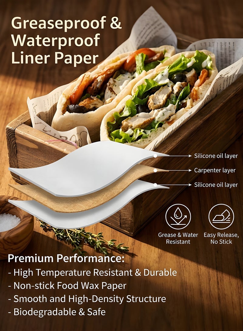 Parchment Paper Sheets 100 Sheets Wax Paper for Baking Sandwiches Wrapping Paper, Greaseproof Non-Stick Packaging Paper for Picnic, Party - Image 4