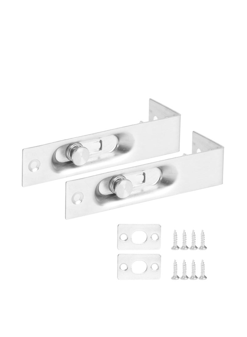 Alvinlite Latches Bolts 4Inch Security Door Bolt Latch, Double Door Lever Action Flush Bolt Latch, French Door Slide Bolt Lock (2Pcs)  - Image 1
