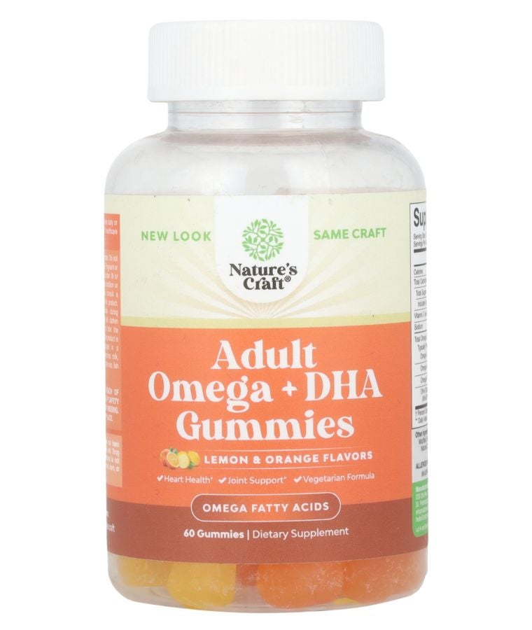 Nature's Craft Adult Omega + DHA Gummies Lemon & Orange 60 Gummies