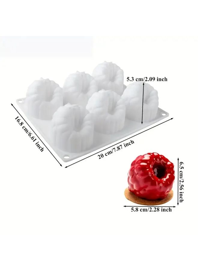 6 Cavity Raspberry Silicone Mold For Mousse Pudding Baking - Image 3