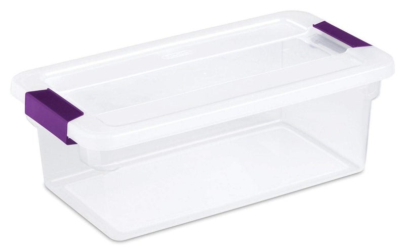 Sterilite 6 Qt ClearView Latch Storage Box, Stackable Bin with Latching Lid, Plastic Container to Organize Shoes in Closet, Clear Base, Lid, 12-Pack - Image 1