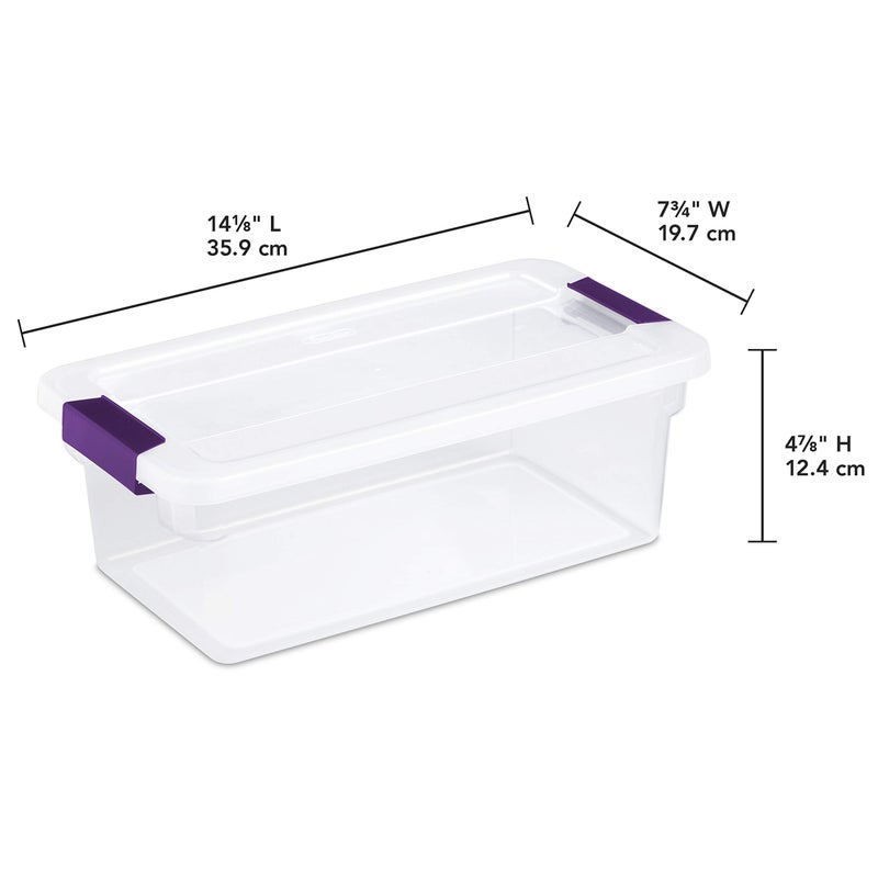 Sterilite 6 Qt ClearView Latch Storage Box, Stackable Bin with Latching Lid, Plastic Container to Organize Shoes in Closet, Clear Base, Lid, 12-Pack - Image 2