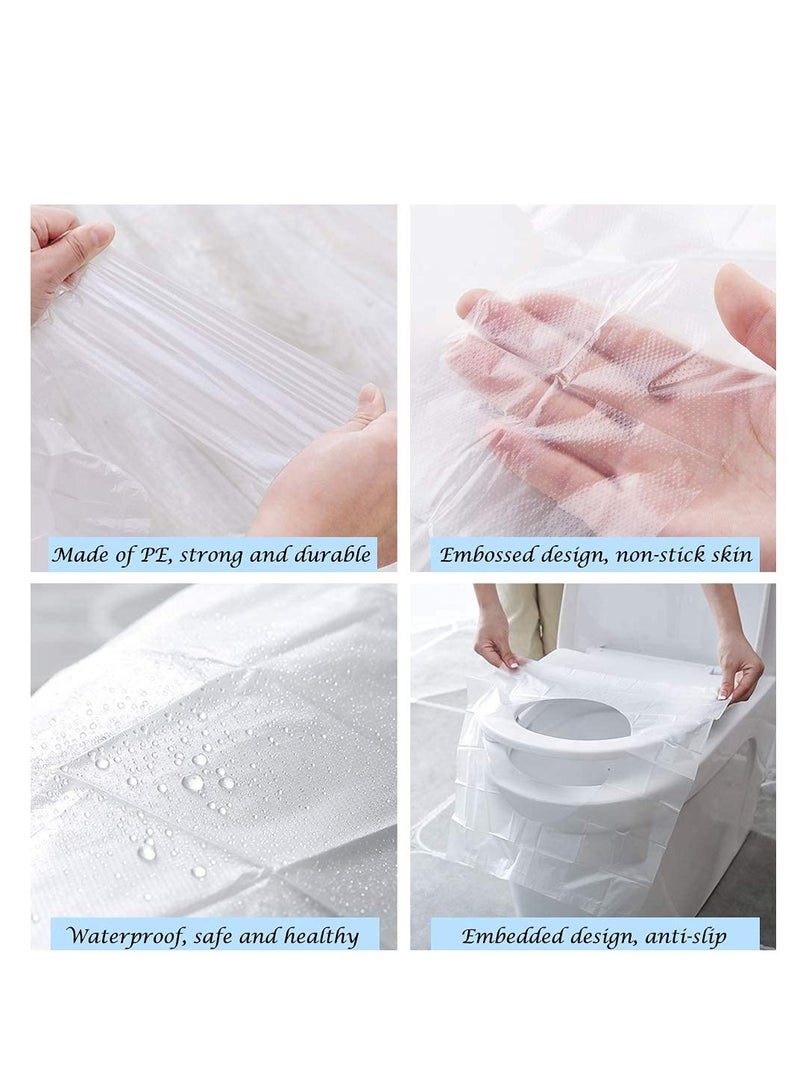 Excefore 50 Pack Disposable Plastic Toilet Seat Cover Waterproof and Non Slip Individually Wrapped for Travel Perfect for Potty Training  - Image 2