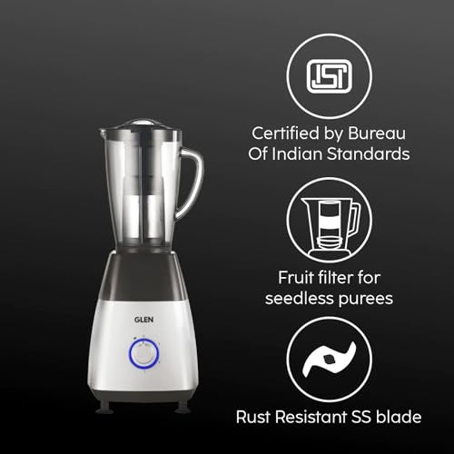 Glen Mixer Grinder 750W With 1 Transparent Jar 3 Stainless Steel Jars - Black & Silver (4023 PLATINUM) - Image 5