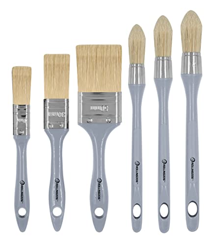ROLLINGDOG Trim Paint Brush - Pointed Round Edge Paint Brush and Flat Paintbrush for Wall Sash,Stain,Varnish,Baseboards(Pack of 6) - Image 1