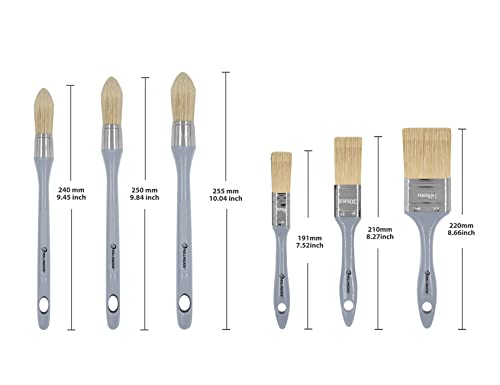 ROLLINGDOG Trim Paint Brush - Pointed Round Edge Paint Brush and Flat Paintbrush for Wall Sash,Stain,Varnish,Baseboards(Pack of 6) - Image 2