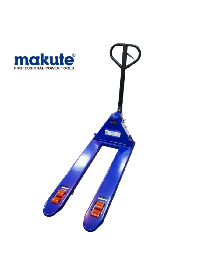 ماكيوت رافعة منصات هيدروليكية يدوية 2.5 طن، رافعة يدوية 2500 كجم، مزودة بشوكات 550×1150 مم، وارتفاع رفع يتراوح بين 80 و195 مم، وإطار فولاذي شديد التحمل للاستخدام في المستودعات والمصانع والاستخدام الصناعي - MKPT025PU-2.5T - Image 3