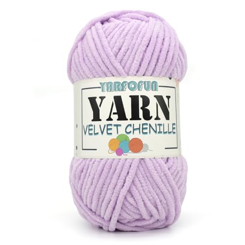 YARFOFUN Velvet Chenille Yarn for CrochetingLight Purple Fluffy Velvet Plush Yarn Thick Soft Chunky Chenille Yarn Baby Blanket Yarn for Crocheting Knitting Amigurumi Beginners 50gLight Purple - Image 1