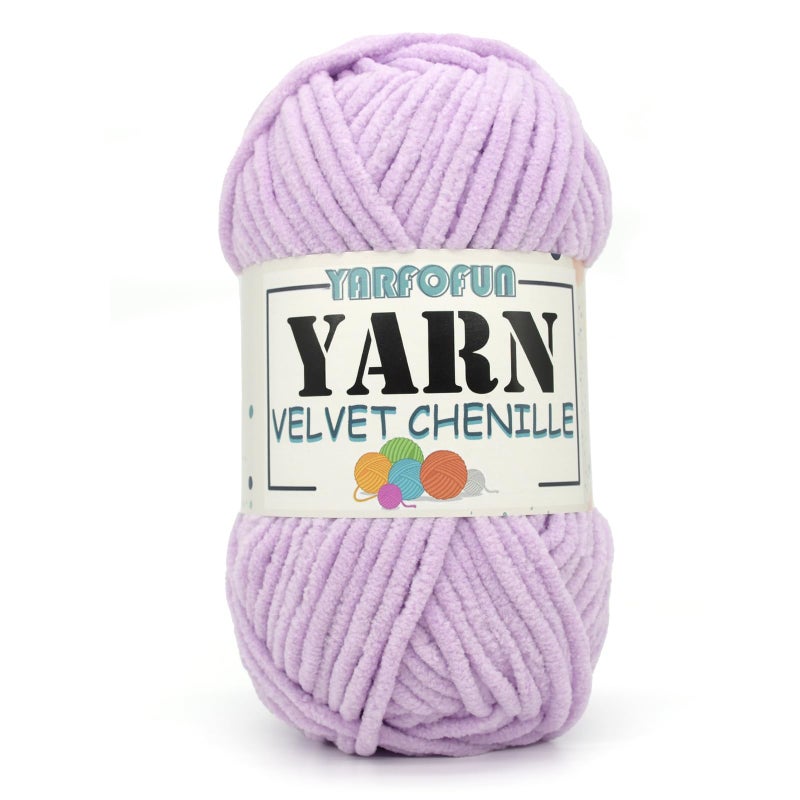 YARFOFUN Velvet Chenille Yarn for CrochetingLight Purple Fluffy Velvet Plush Yarn Thick Soft Chunky Chenille Yarn Baby Blanket Yarn for Crocheting Knitting Amigurumi Beginners 50gLight Purple - Image 3