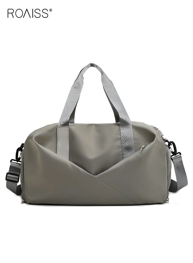 رويس حقيبة سفر متعددة الوظائف بسعة كبيرة ومقصورة للأحذية الرطبة والجافة حقيبة رياضية للجيم وحقيبة سفر بعصا للسحب مثالية للرحلات التجارية القصيرة والسفر - Image 1