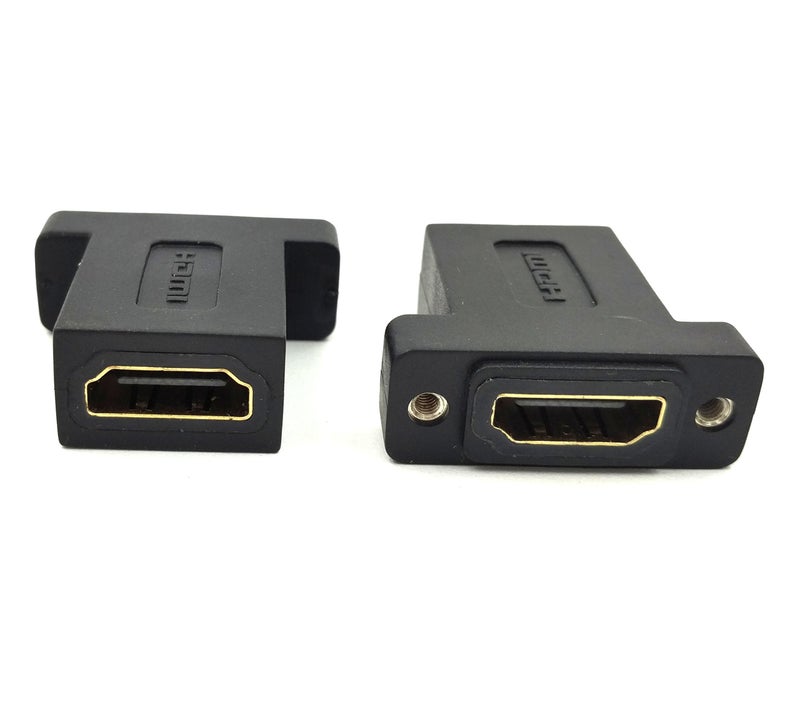 Poyiccot HDMI Coupler Adapter Connector, (2-Pack) Golden Plated HDMI Female to Female Inline Straight Coupler with Screw Panel Black - Image 5