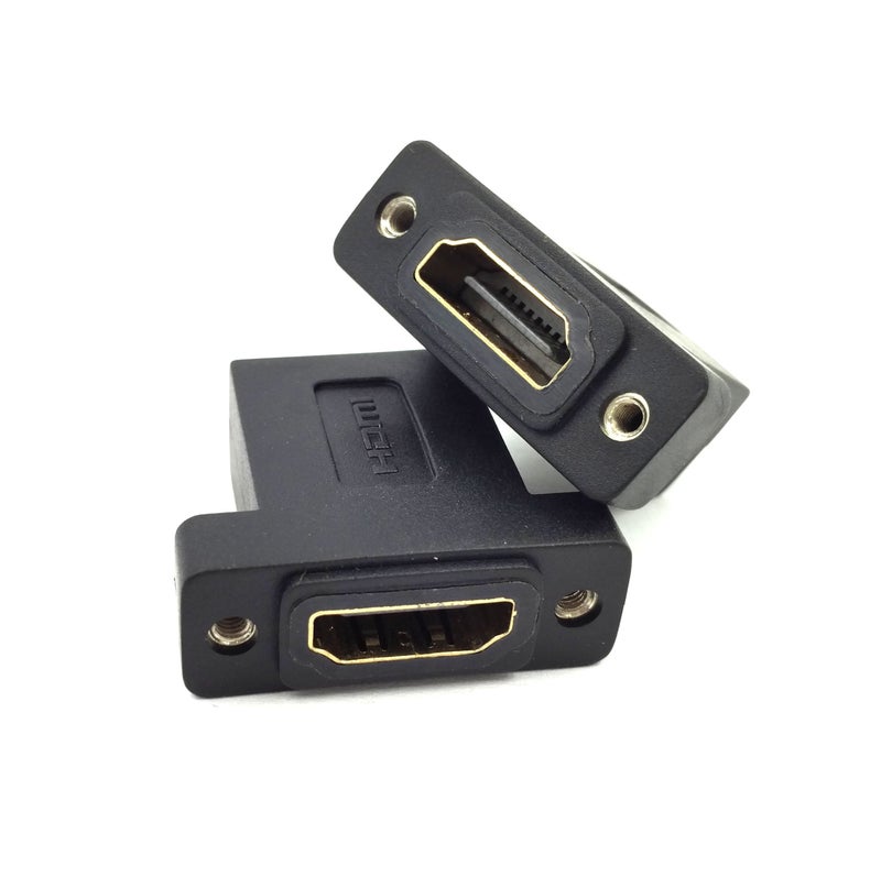 Poyiccot HDMI Coupler Adapter Connector, (2-Pack) Golden Plated HDMI Female to Female Inline Straight Coupler with Screw Panel Black - Image 3