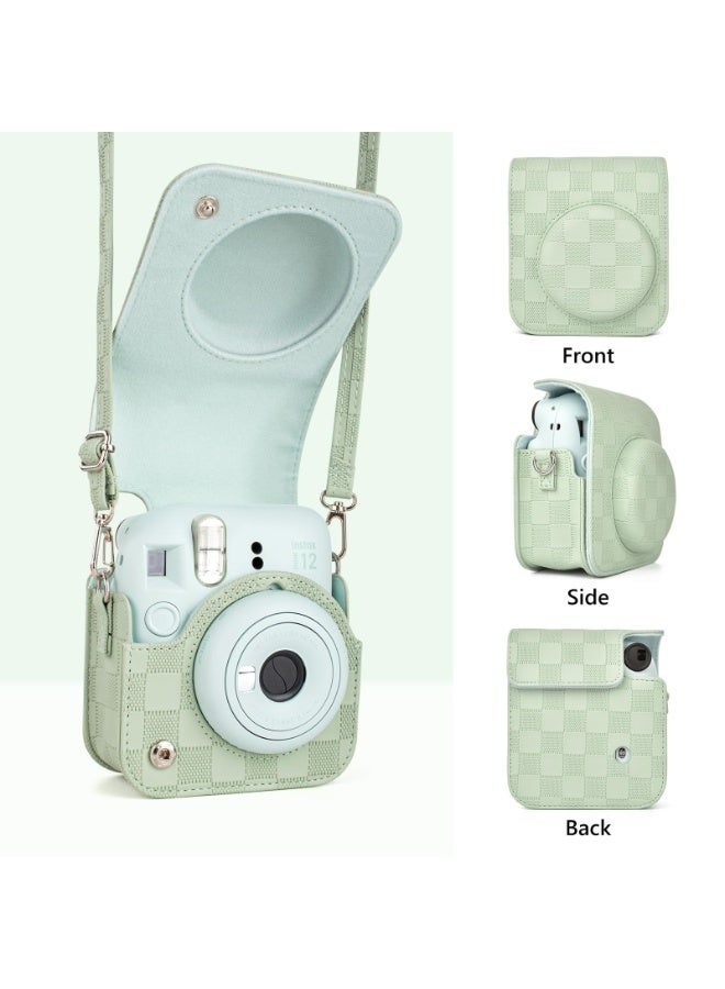 كيلا جراب واقٍ من الجلد الصناعي لكاميرا فوجي فيلم إنستاكس ميني 12/بولارويد ميني 12 الفورية، قابل للإزالة مع حزام كتف قابل للتعديل (أخضر نعناعي) - Image 4