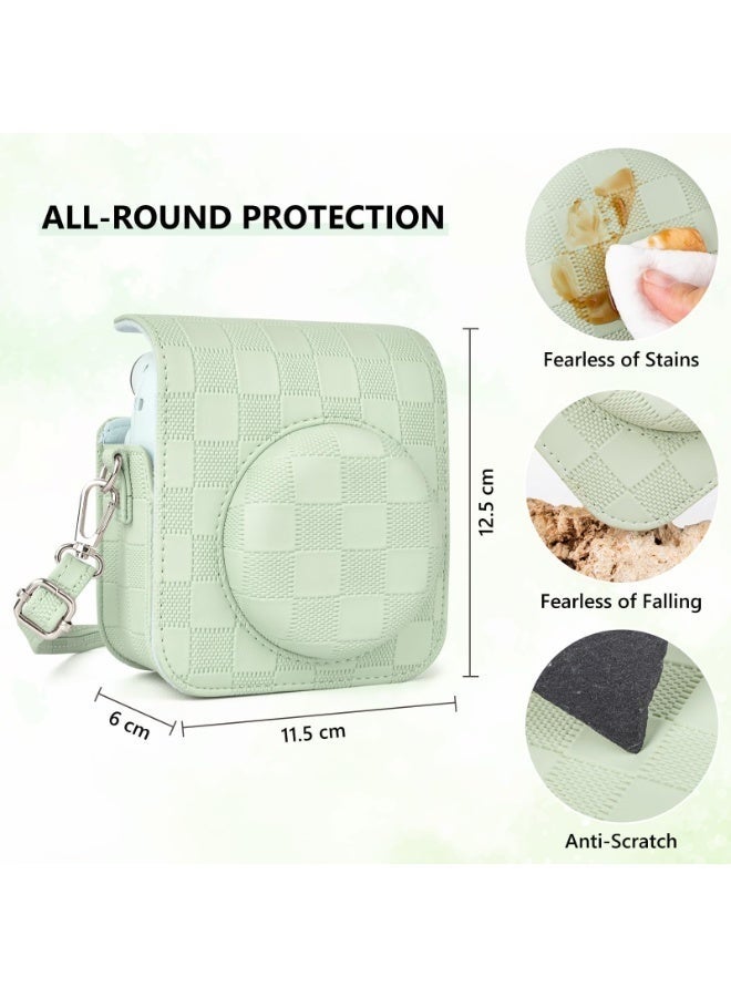 كيلا جراب واقٍ من الجلد الصناعي لكاميرا فوجي فيلم إنستاكس ميني 12/بولارويد ميني 12 الفورية، قابل للإزالة مع حزام كتف قابل للتعديل (أخضر نعناعي) - Image 3