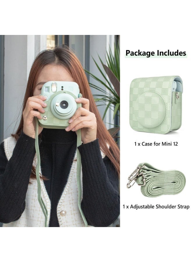 كيلا جراب واقٍ من الجلد الصناعي لكاميرا فوجي فيلم إنستاكس ميني 12/بولارويد ميني 12 الفورية، قابل للإزالة مع حزام كتف قابل للتعديل (أخضر نعناعي) - Image 5