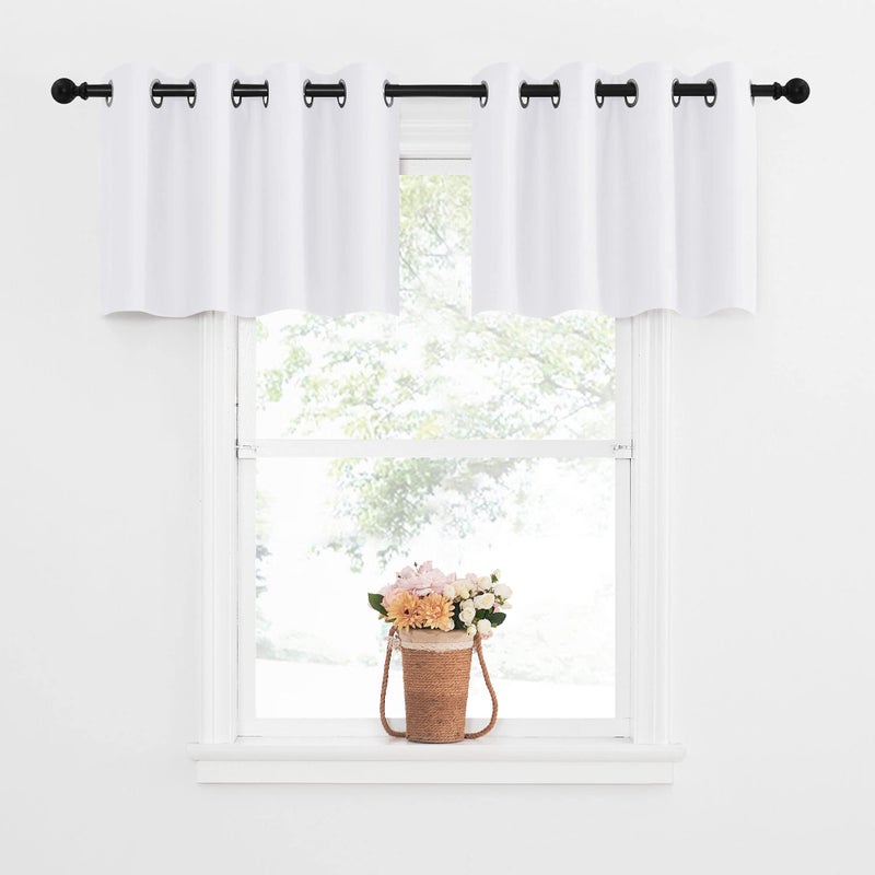 NICETOWN NICETOWN 50 Blackout Curtains Valances  Short Grommet Kitchen Window Treatment Curtain Top Tiers for Living RoomKitchenMaster Bedroom Pure White 2 Panels 52W by 18L 12 inches Header