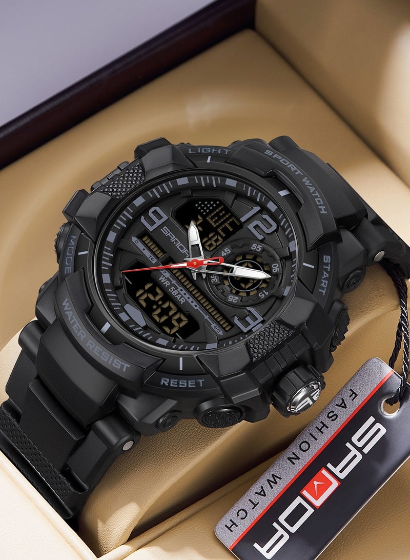 SANDA Men Outdoor Sports Quartz Watches Dual Display LED Electronic Digital Wristwatches Waterproof Military Watch - Image 1