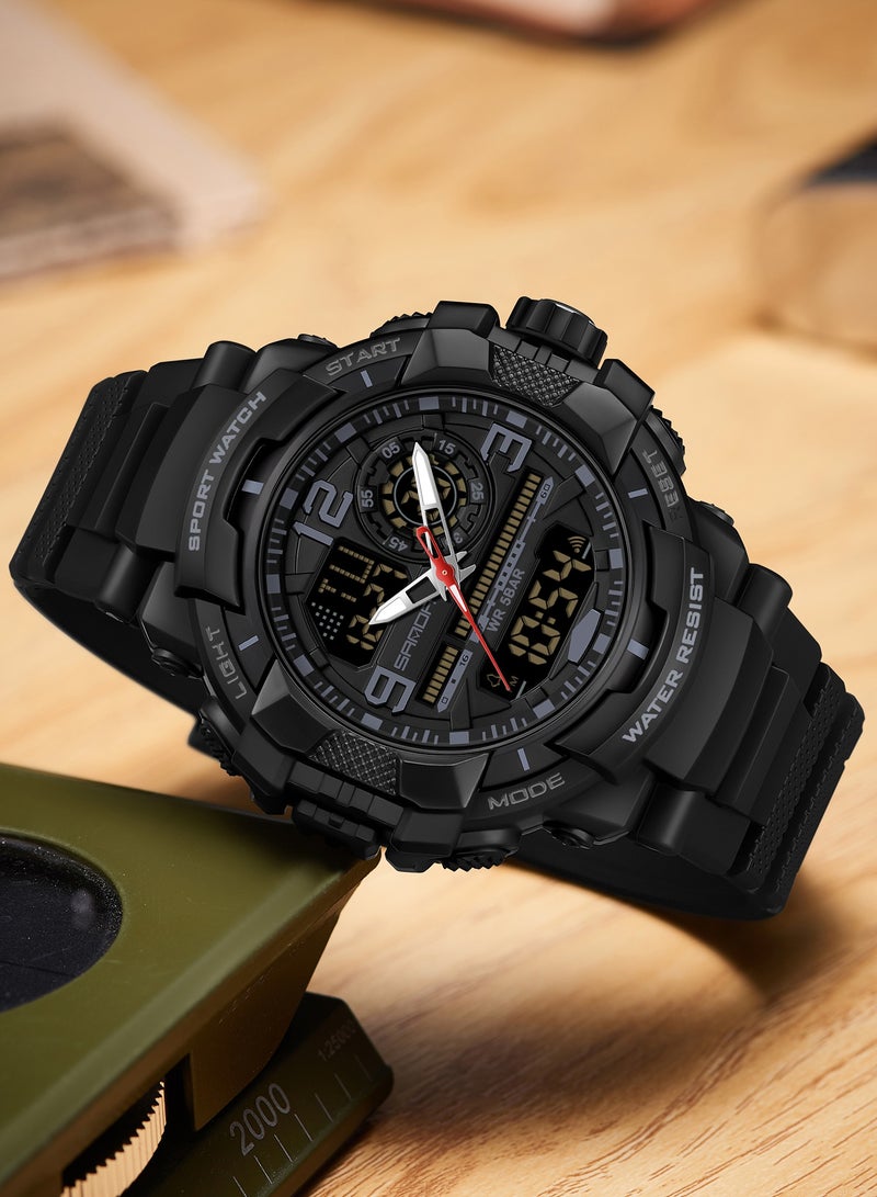 SANDA Men Outdoor Sports Quartz Watches Dual Display LED Electronic Digital Wristwatches Waterproof Military Watch - Image 2