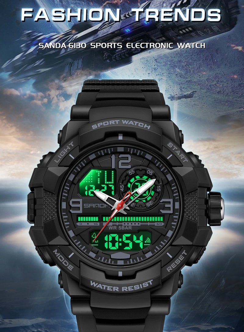 SANDA Men Outdoor Sports Quartz Watches Dual Display LED Electronic Digital Wristwatches Waterproof Military Watch - Image 3