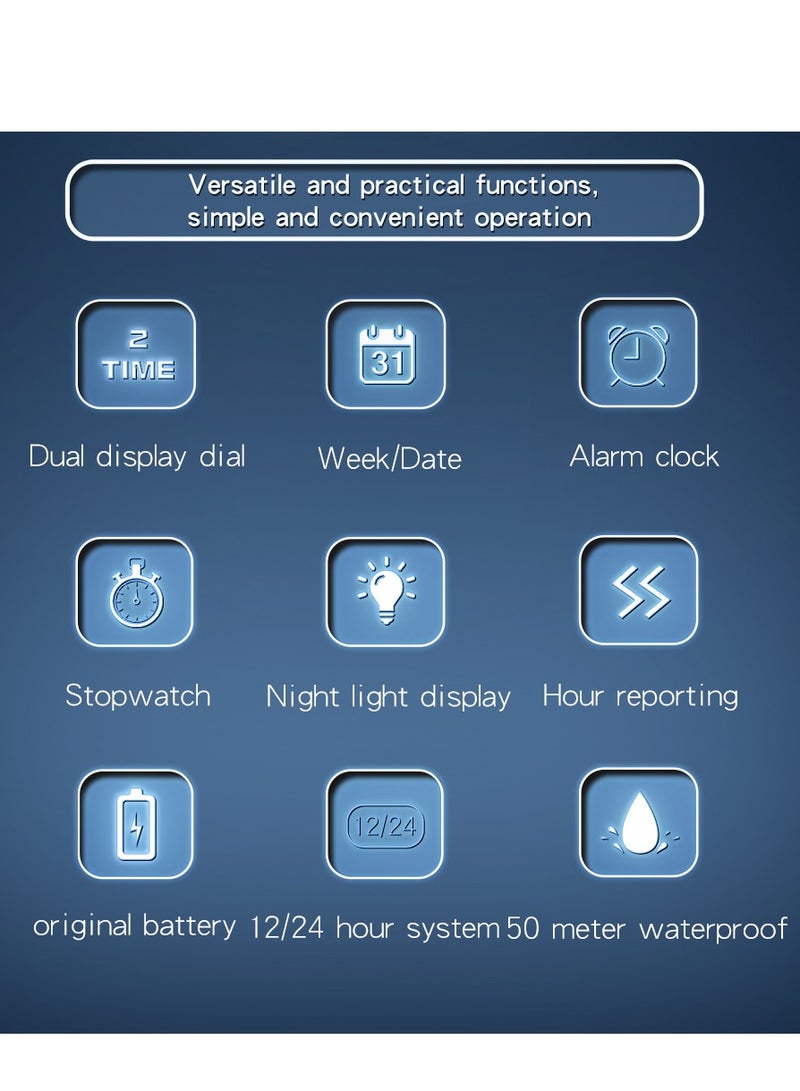 SANDA Men Outdoor Sports Quartz Watches Dual Display LED Electronic Digital Wristwatches Waterproof Military Watch - Image 5