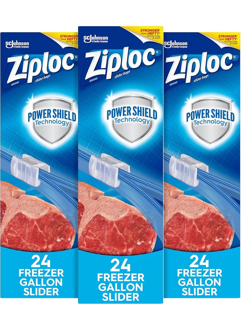 Ziploc Ziploc Slider Freezer Bags StandandFill with Expandable Bottom Gallon 72 Count 24 Count Pack of 3  - Image 1