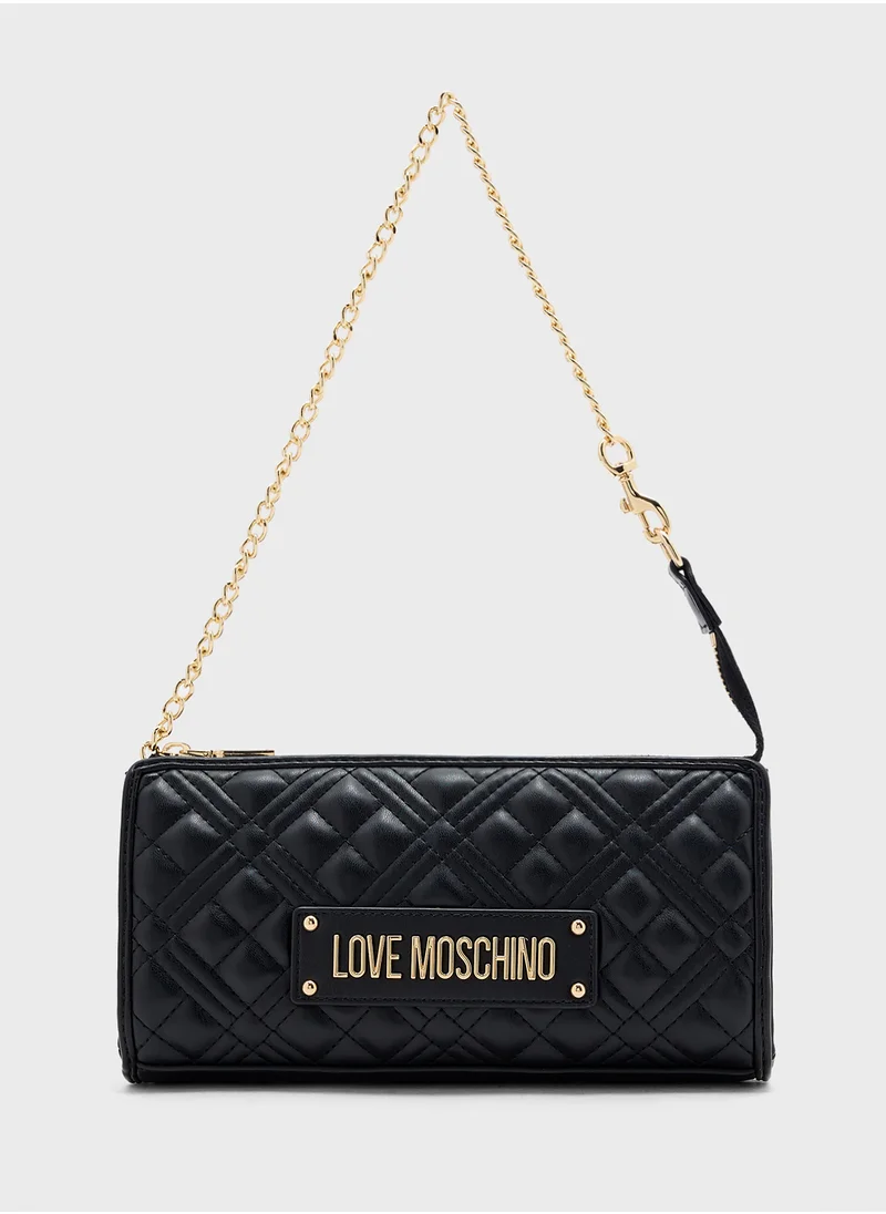 Love Moschino Quilted Chain Detailed Flap Over Crossbody