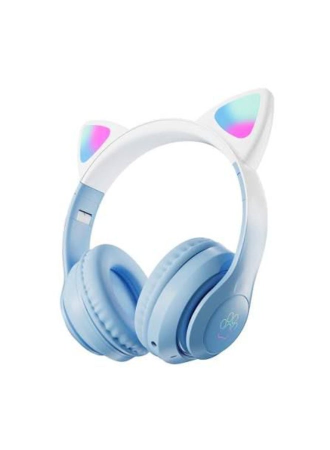 كات سماعات رأس لاسلكية بلوتوث بتصميم أذن قطة STN28 مع أضواء LED - سماعة رأس ستيريو قابلة للطي تغطي الأذن مع ميكروفون للبنات والأطفال - Image 2