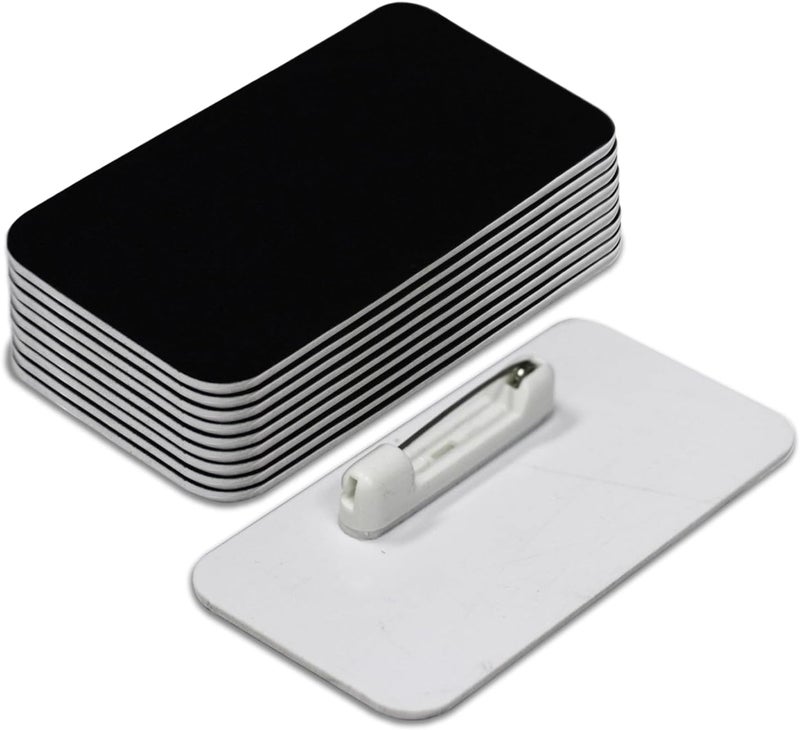 All Quality Name Tag/Badge Blanks - 10 Pack - Black 1-1/2" X 3", Round Corners, Pin - Image 1