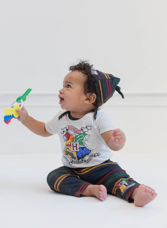 Harry Potter Gryffindor Hufflepuff Ravenclaw Infant Baby Boys Bodysuit Pants and Hat 3 Piece Outfit White/Gray 18 Months - Image 2