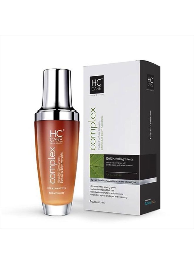 HC Care لوشن العناية بالشعر العشبي HC COMPLEX 100% 3.5 أونصة سائلة. سيروم تقوية الشعر المضاد للتجاعيد طبيعي بالكامل | لجميع أنواع الشعر التالف والجاف والسميك والرقيق | قناع مغذي لنمو الشعر وتنعيمه - Image 1