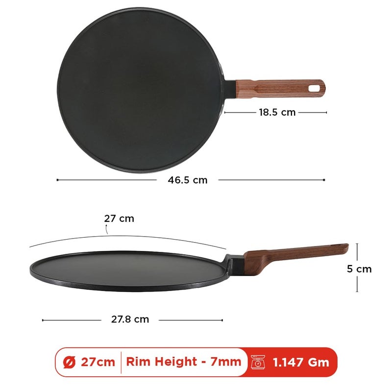 Vinod Di Casa Non Stick Dosa Tawa 27 cm | 3 Layer Non Stick Aluminium Cookware | 4.8 mm Thick Base for Even Heat | Easy Grip Handle | Gas & Induction Friendly - Image 2