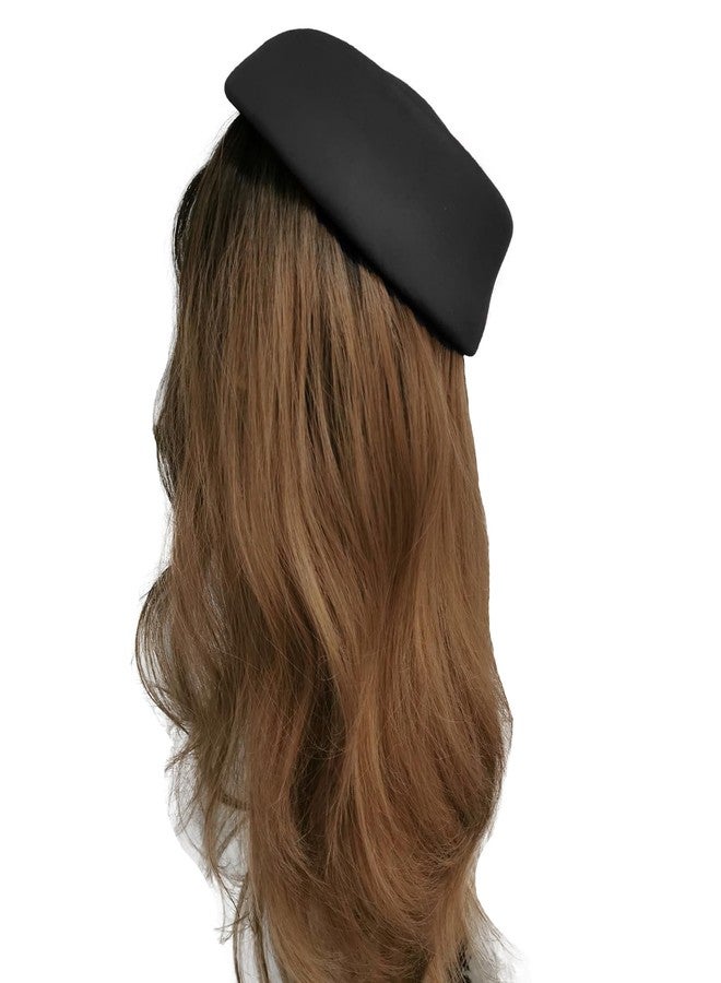 ZARSIO Stewardess Hat Felt Air Hostesses Pillbox Hat Teardrop Fascinator Base Sweet Design (Black) - Image 4