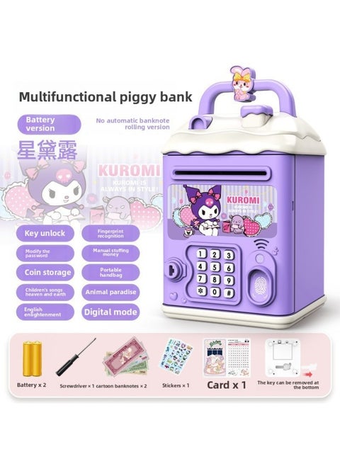 Can't Get In And Out Of Savings Year Access Children's Boys Piggy Bank Password Box Only Kulomi Girls-Color:Kuromi [key Unlocking⭐Password Fingerprint⭐Manual Door Opening] Battery Model