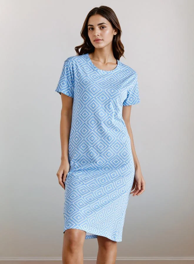 سبلاش فيڤ قميص نوم بطول الركبة بياقة مستديرة