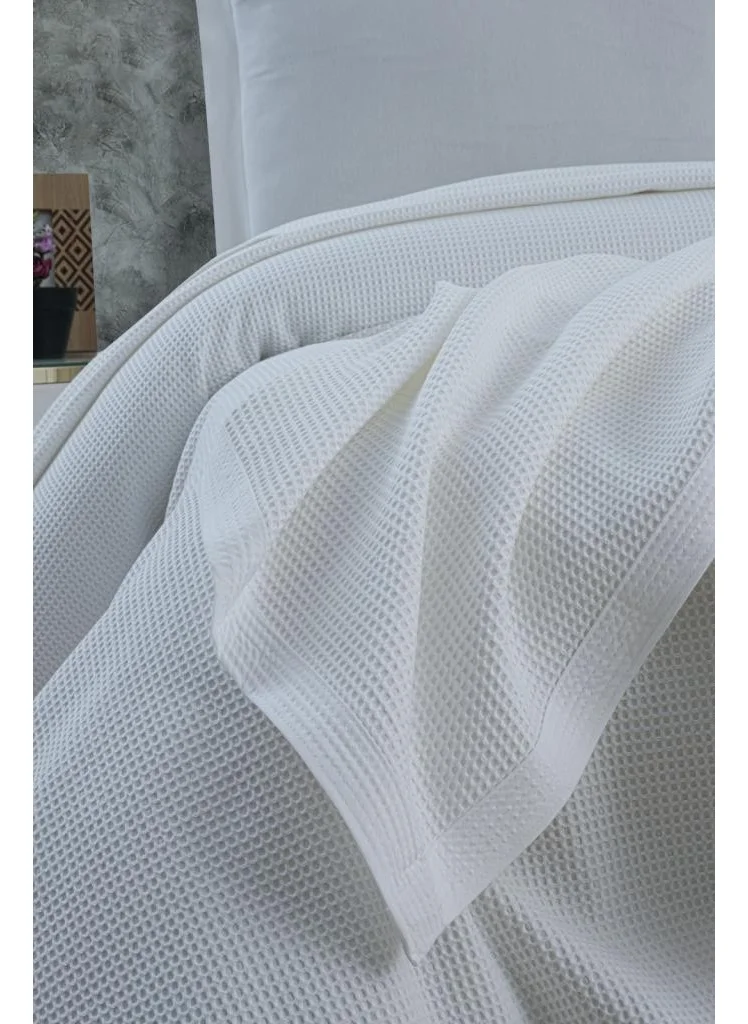مالبيري Air Conditioned Pique, 100% Cotton Honeycomb Pique, Four Seasons Pique Double 220X240 White