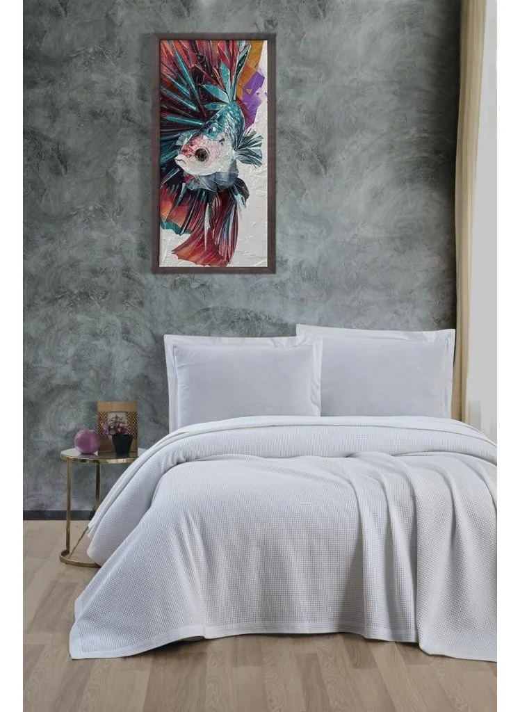 مالبيري Air Conditioned Pique, 100% Cotton Honeycomb Pique, Four Seasons Pique Double 220X240 White