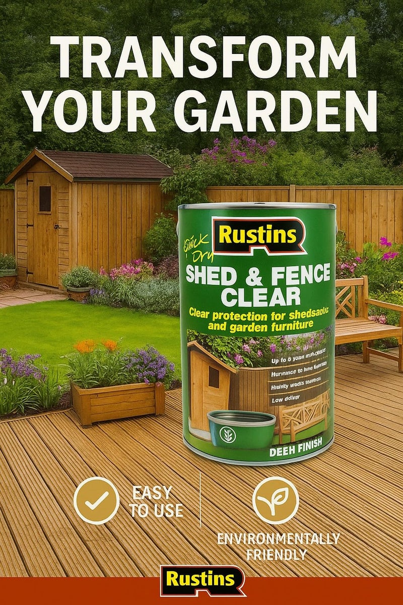 Rustins Shed & Fence Clear 1L- Advanced Wood Protector for Outdoor Structures - Image 3