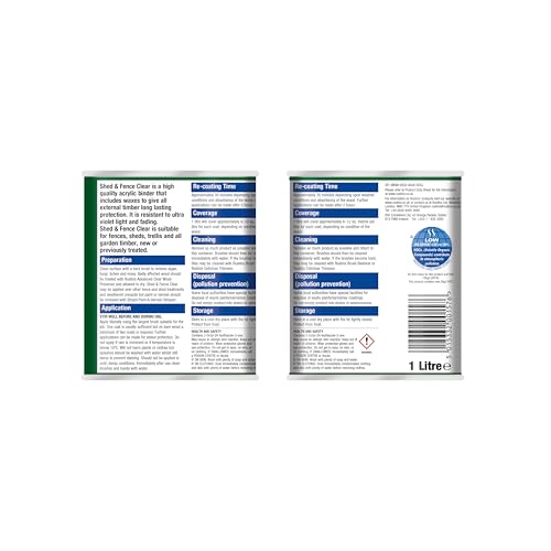 Rustins Shed & Fence Clear 1L- Advanced Wood Protector for Outdoor Structures - Image 2