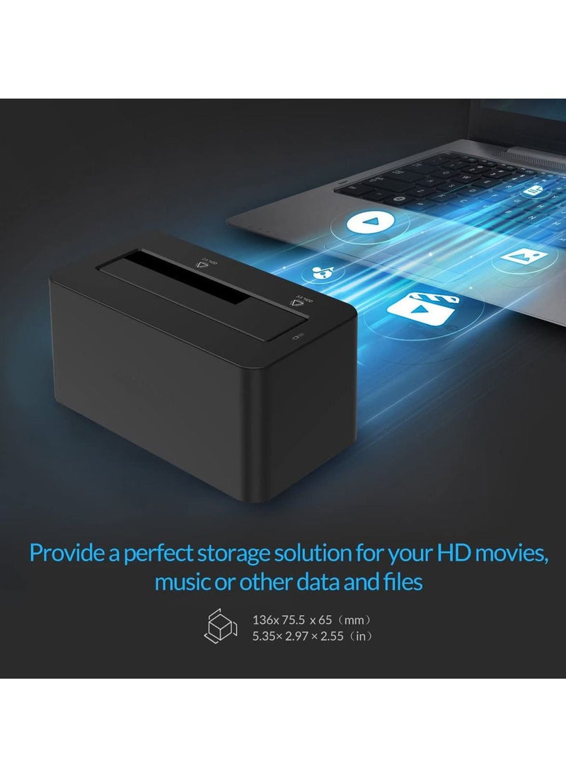 USB 3.0 to SATA Hard Drive Docking Station Tool Free Supports 18TB for 3.5/2.5 Inch HDD SSD with 3.3Ft USB Cable - Image 4