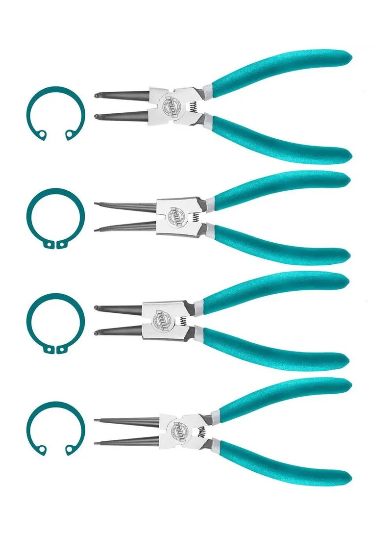 TOTAL 4 Pcs Circlip Pliers Set 180mm/7" Bend Head Straight Head Pliers Set 2pcs Of 180°/2pcs Of 90° Pliers THT114041 - Image 4