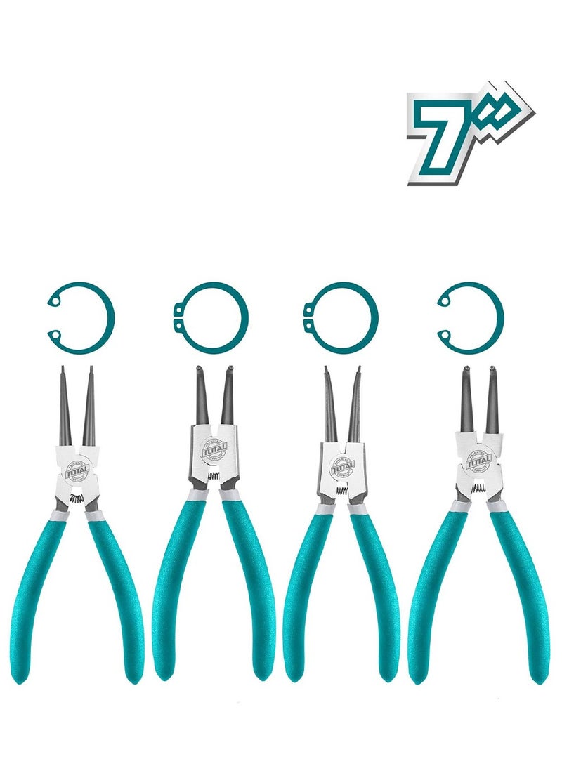 TOTAL 4 Pcs Circlip Pliers Set 180mm/7" Bend Head Straight Head Pliers Set 2pcs Of 180°/2pcs Of 90° Pliers THT114041 - Image 3