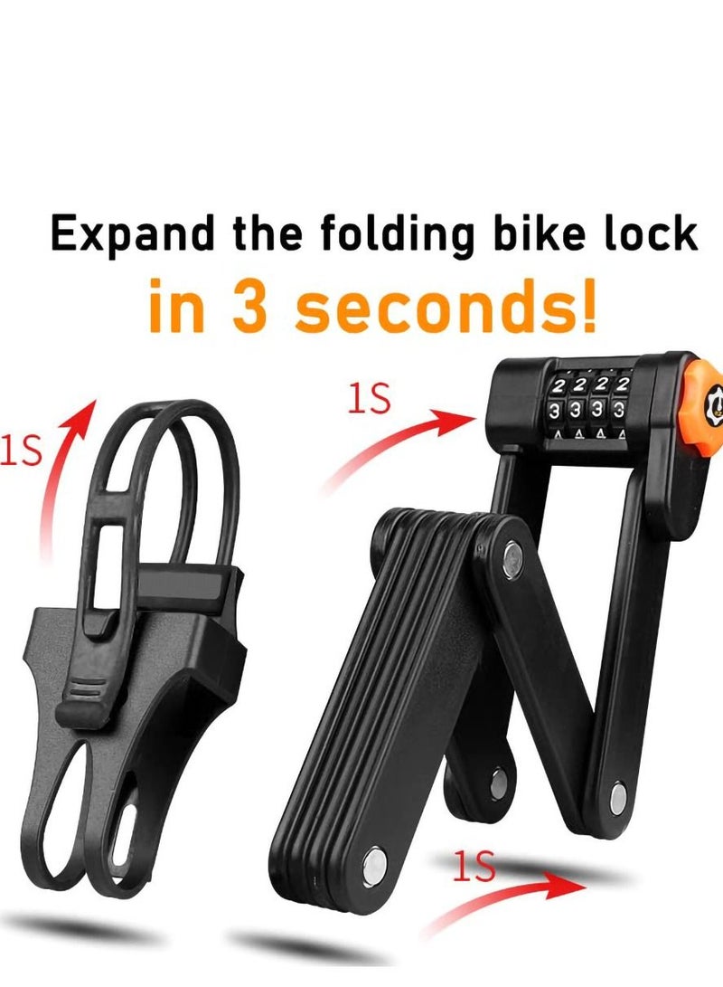 SYOSI قفل بكلمة مرور من سبائك الصلب قابل للطي، قفل دراجة قابل للطي، قفل دورة MTB محمول، قفل دراجة مضاد للسرقة، كلمة مرور قفل دراجة مكونة من 4 أرقام - Image 2