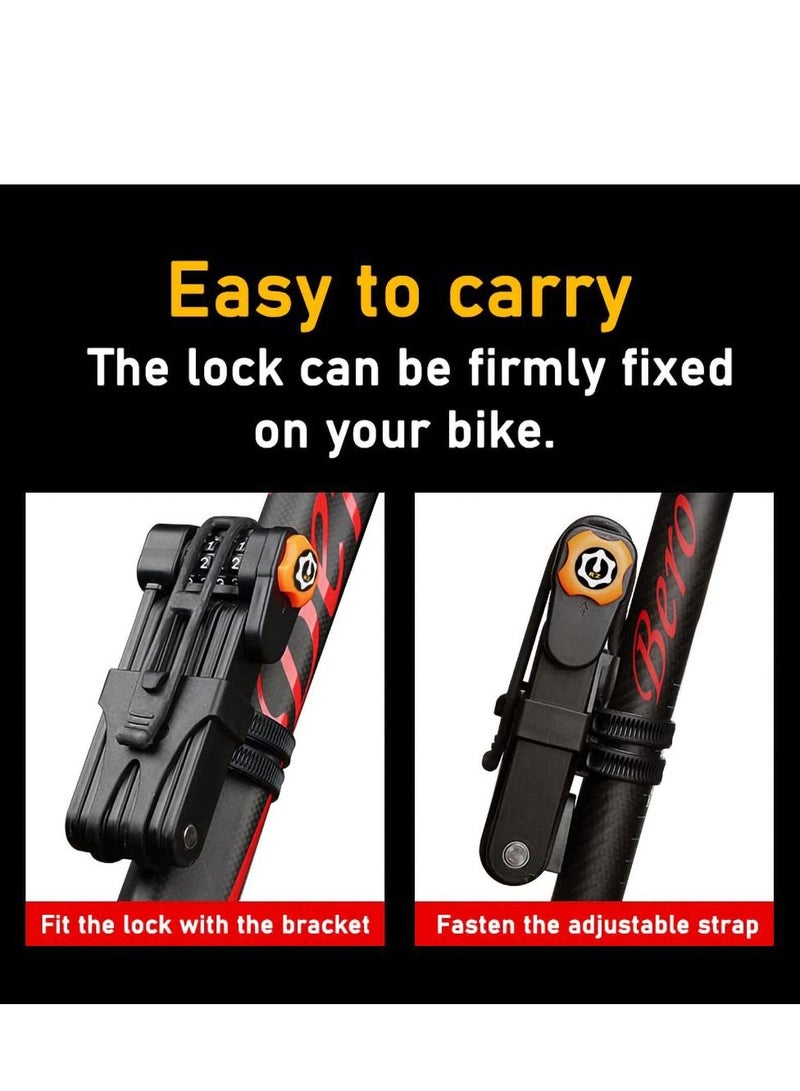 SYOSI قفل بكلمة مرور من سبائك الصلب قابل للطي، قفل دراجة قابل للطي، قفل دورة MTB محمول، قفل دراجة مضاد للسرقة، كلمة مرور قفل دراجة مكونة من 4 أرقام - Image 3