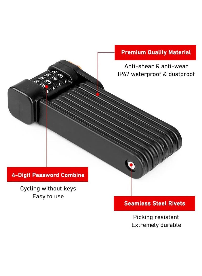 SYOSI قفل بكلمة مرور من سبائك الصلب قابل للطي، قفل دراجة قابل للطي، قفل دورة MTB محمول، قفل دراجة مضاد للسرقة، كلمة مرور قفل دراجة مكونة من 4 أرقام - Image 5