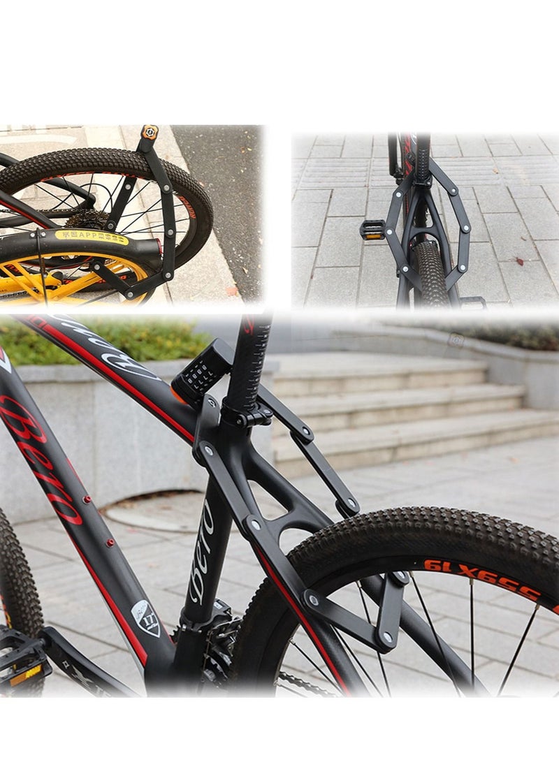 SYOSI قفل بكلمة مرور من سبائك الصلب قابل للطي، قفل دراجة قابل للطي، قفل دورة MTB محمول، قفل دراجة مضاد للسرقة، كلمة مرور قفل دراجة مكونة من 4 أرقام - Image 4