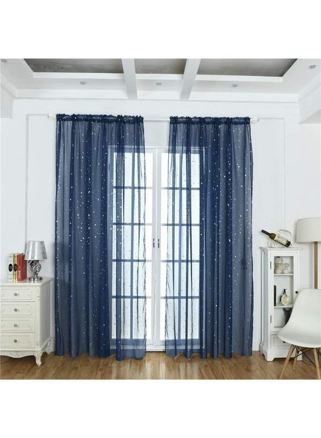 Sheer Long Voile Window Curtain Panels Shiny Star Print Sheer 100 X 270cm. Bedroom Living Room( 2 Panels)  - Image 2