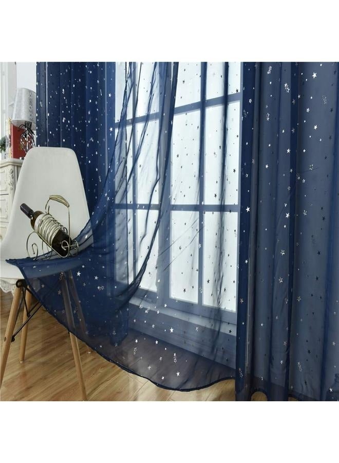 Sheer Long Voile Window Curtain Panels Shiny Star Print Sheer 100 X 270cm. Bedroom Living Room( 2 Panels)  - Image 4