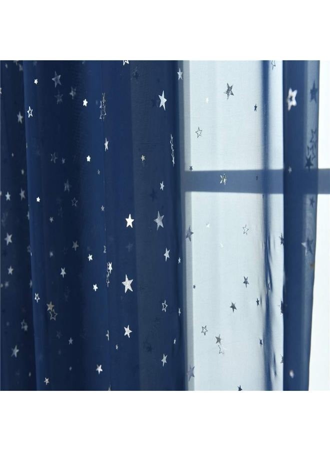Sheer Long Voile Window Curtain Panels Shiny Star Print Sheer 100 X 270cm. Bedroom Living Room( 2 Panels)  - Image 5